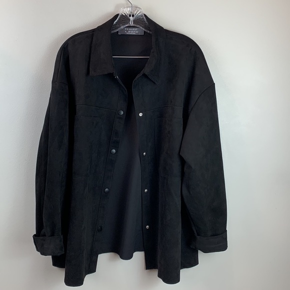 Oversized Faux Suede Snap-Button Shacket Shirt Jacket NEW! - Picture 5 of 10